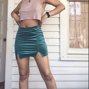 velvet mini skirt
